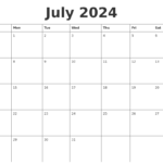 Blank July Calendar 2024