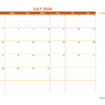 Calendar 2024 July Month