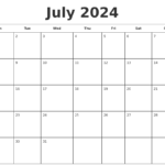 July 2024 Calendar Editable