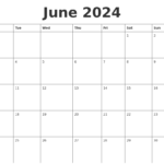 June 2024 Printable Calendar Word