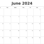 Blank Calendar For June 2024