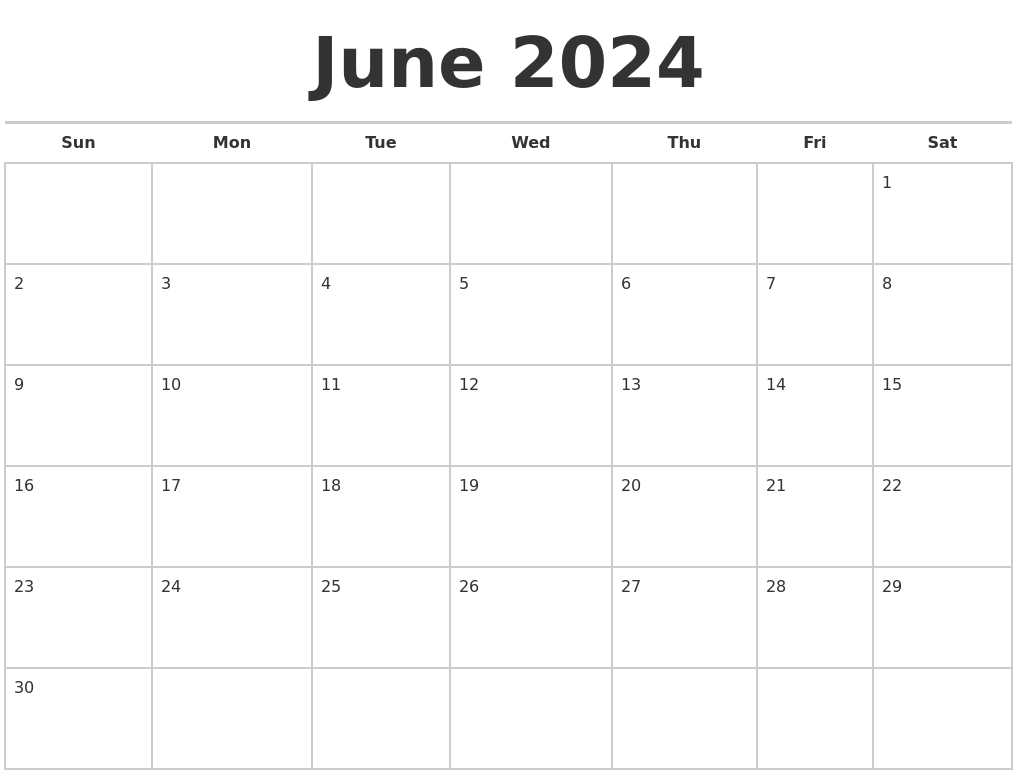 2024 June Calendar