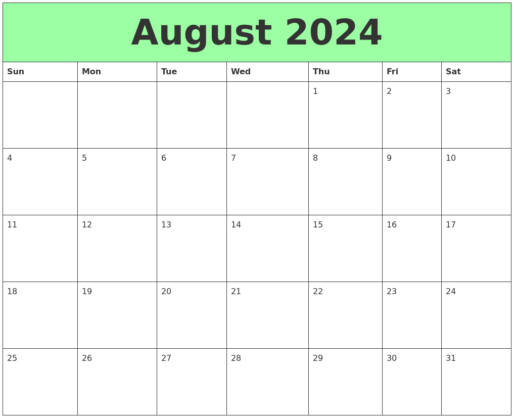 June - August 2024 Calendar