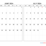 June And July 2024 Calendar