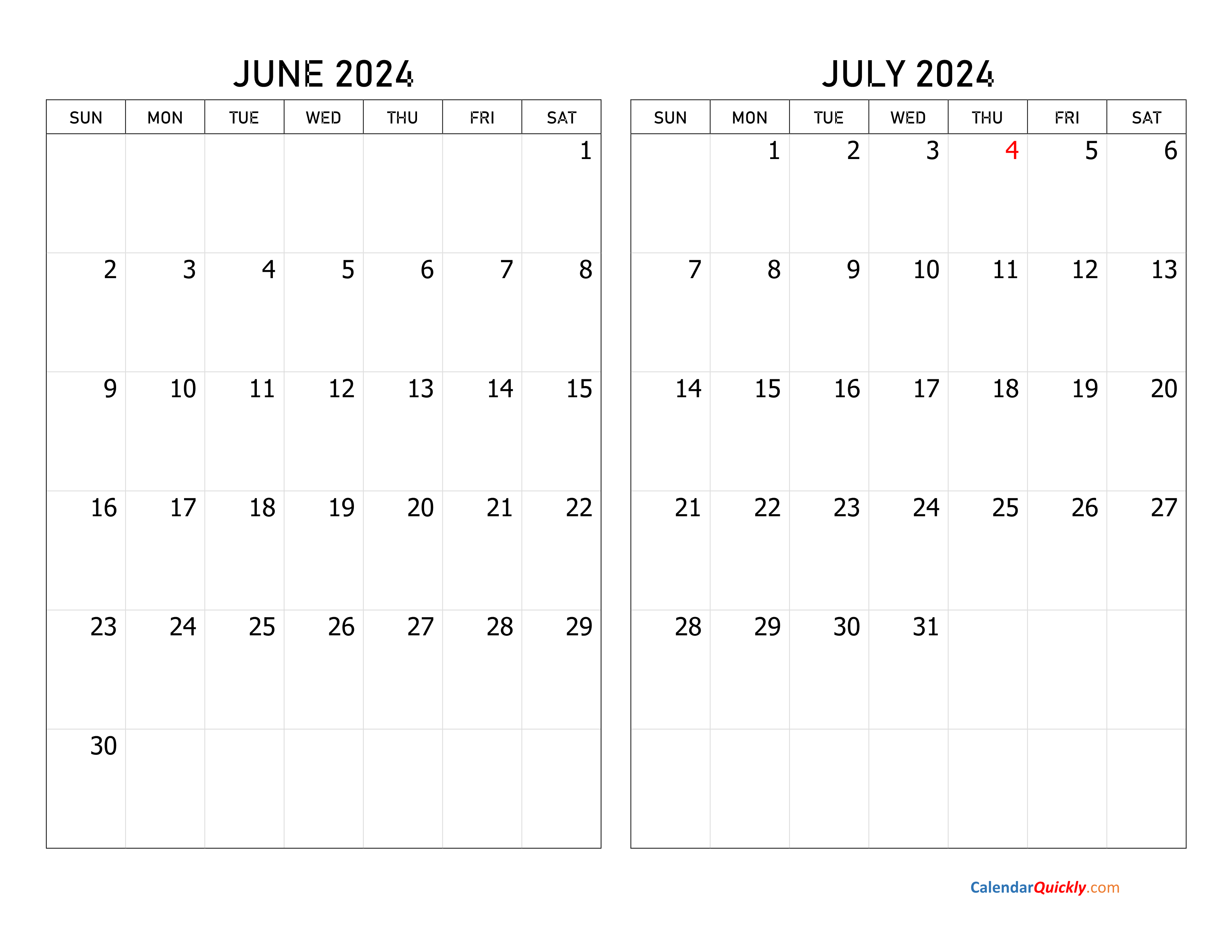 June And July 2024 Calendar Calendar Quickly 1 