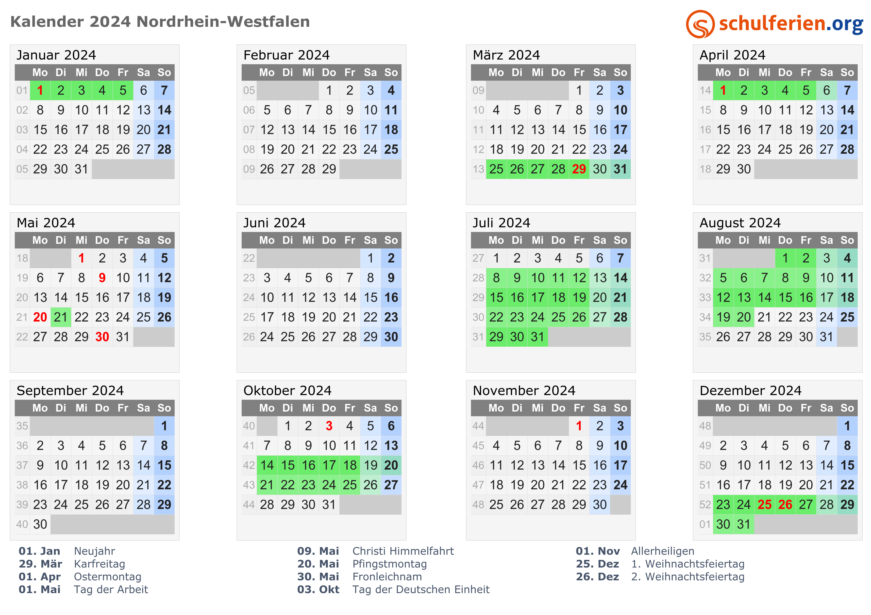 Kalender 2024 Ferien Nordrhein Westfalen Feiertage 2024 Calendar