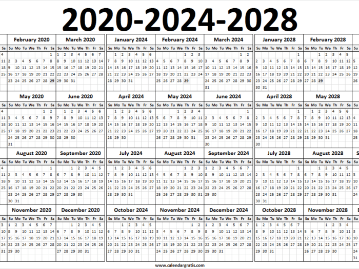 2020 2024 Calendar - 2024 Calendar Printable