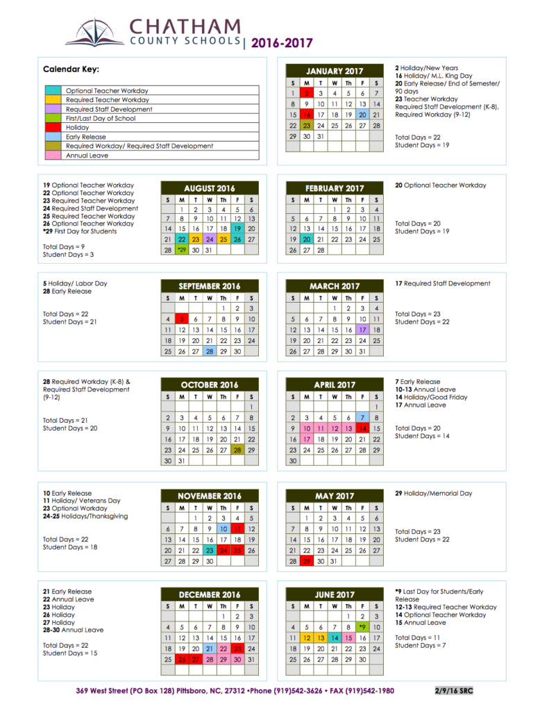 Lee Schools Calendar 2021-2024