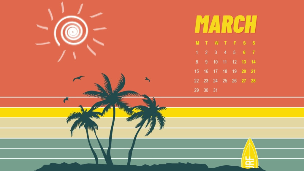 March 2024 Calendar Desktop Wallpaper