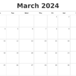 Blank March Calendar 2024