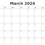 2024 March Calendar