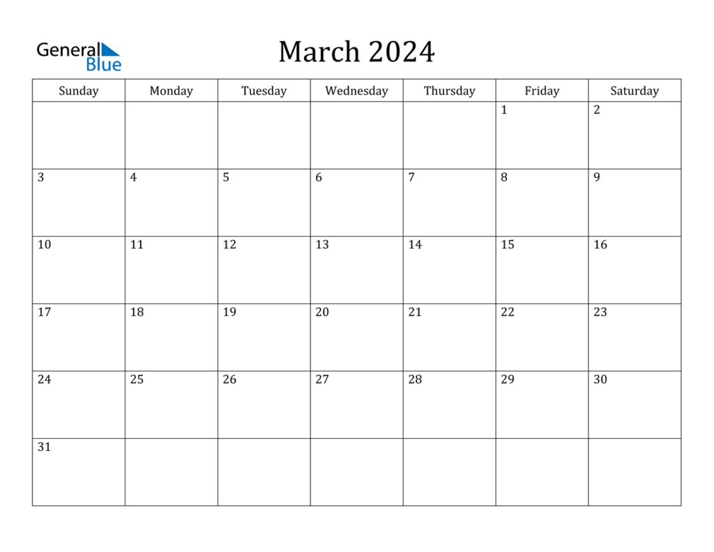 March Free Printable Calendar 2024