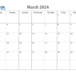 March Calendar 2024 Printable