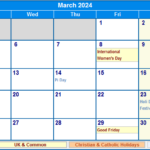 Free Printable March 2024 Calendar With Holidays