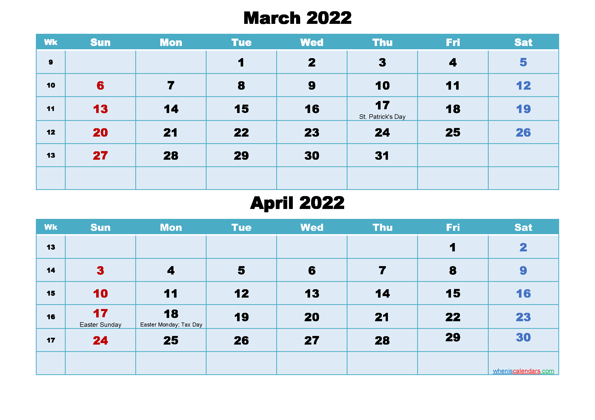 March April 2024 Calendar 2024 Calendar Printable