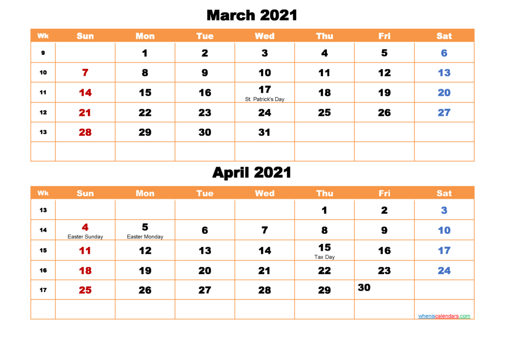 March And April 2024 Calendar