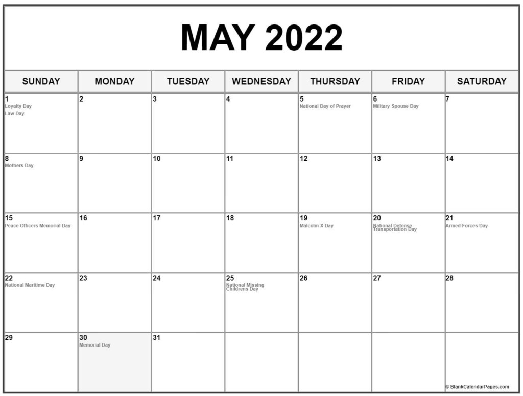 Free Printable May 2024 Calendar With Holidays