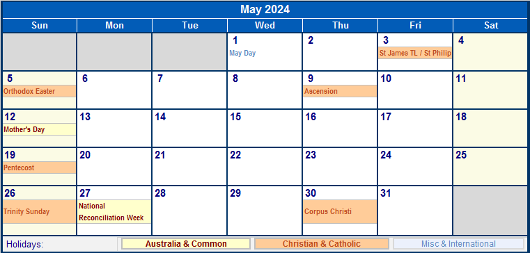 Calendar For May 2024