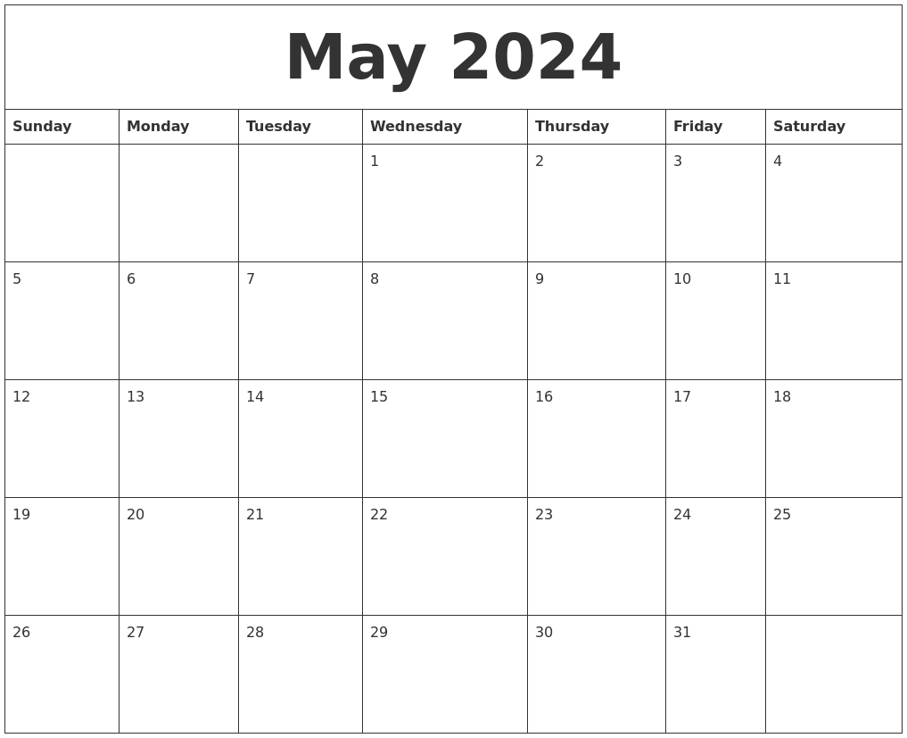 Calendar For 2024 May