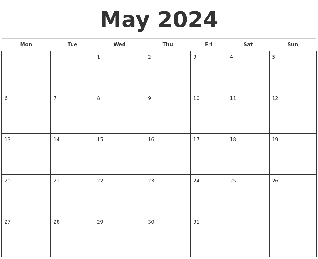 May 2024 Calendar Template