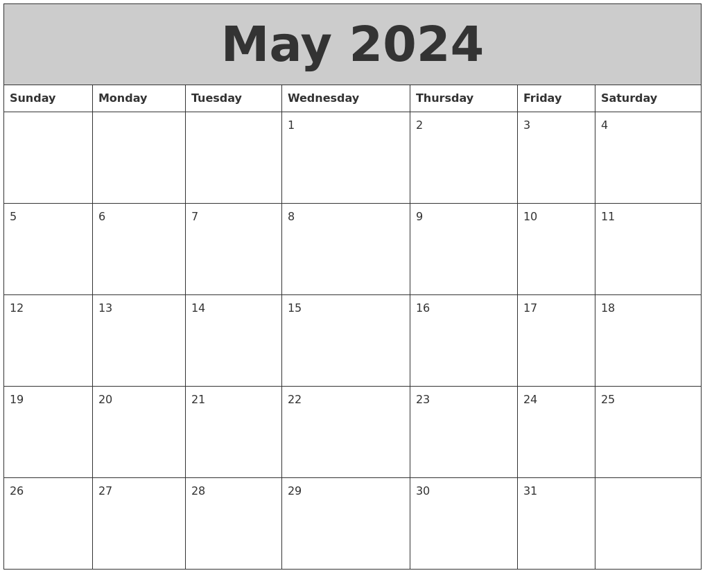 May 2024 Calendar Cute 2024 Calendar Printable