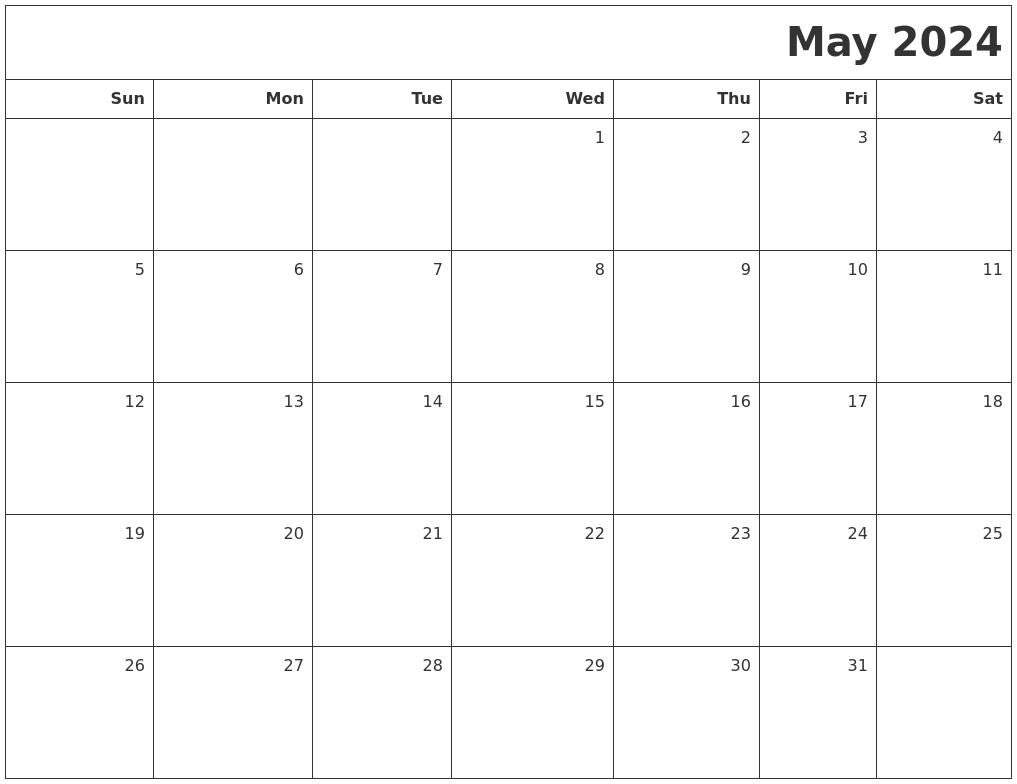 Free Printable May 2024 Calendar Templates For Free Brit Marney