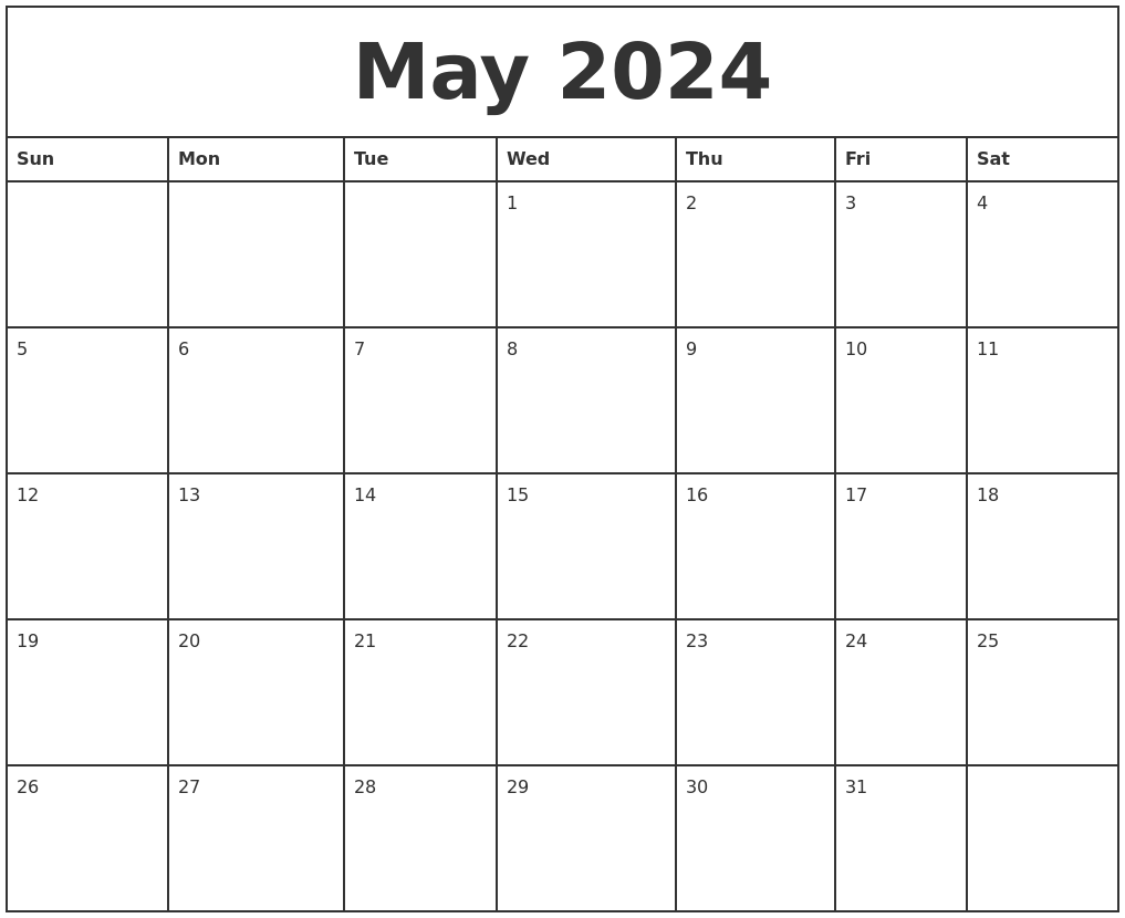 May 2024 Calendar Cute