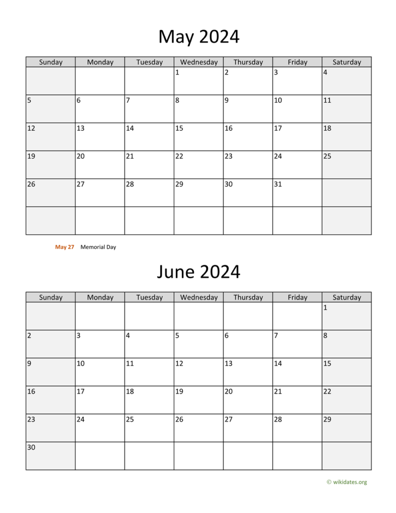 May/june 2024 Calendar