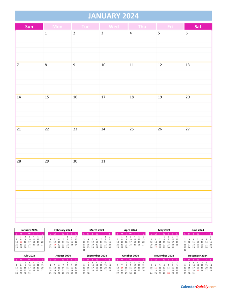 2024 Monthly Calendar