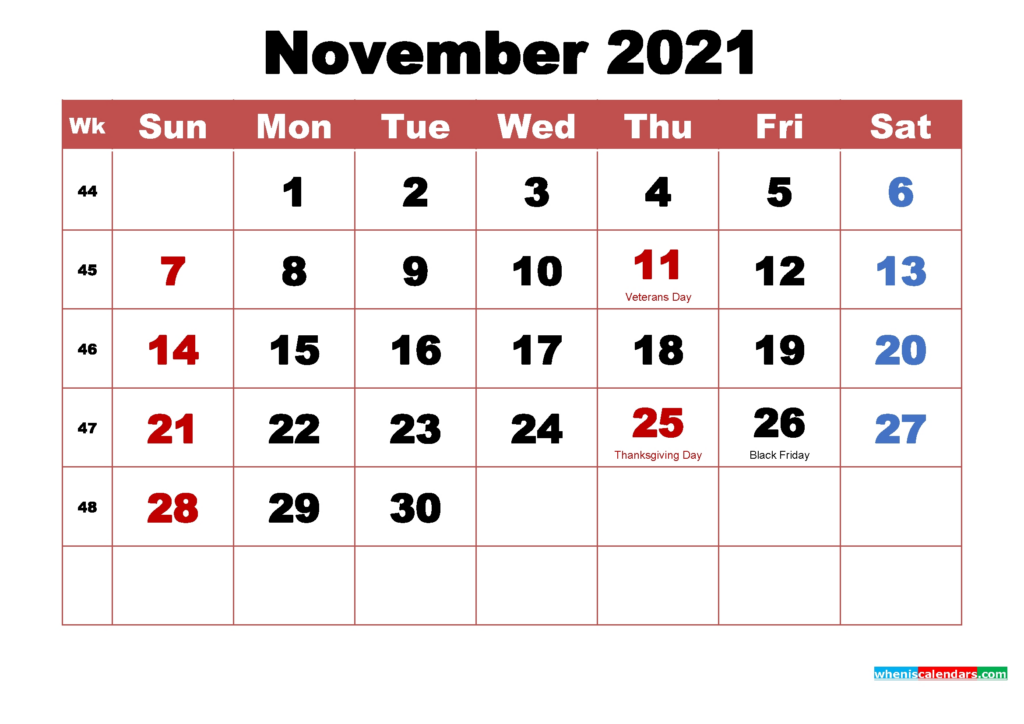 Nov 2024 Calendar With Holidays