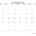 Calendar For November 2024