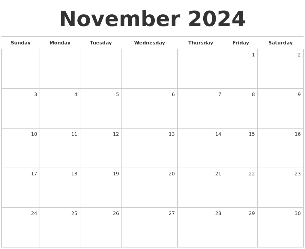 November 2024 Calender