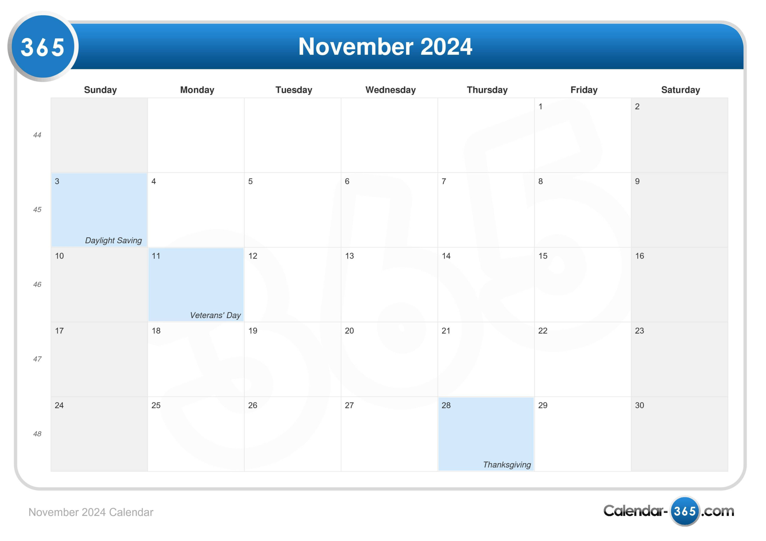 Thanksgiving 2024 Calendar 2024 Calendar Printable