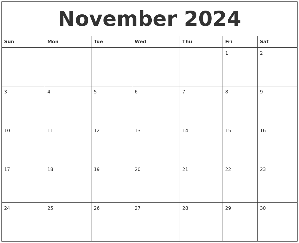 November 2024 Calendar Printable