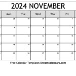 November Calendar For The Year 2024