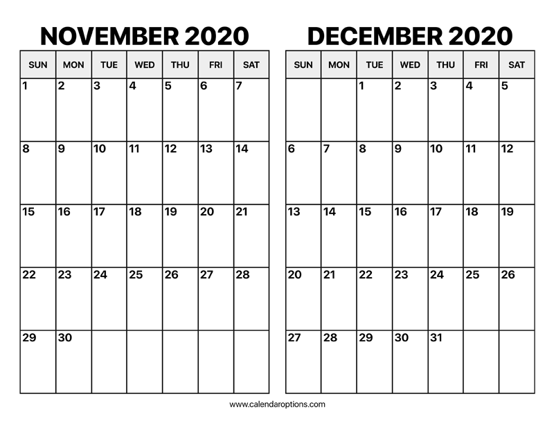 November And December 2024 Calendar 2024 Calendar Printable