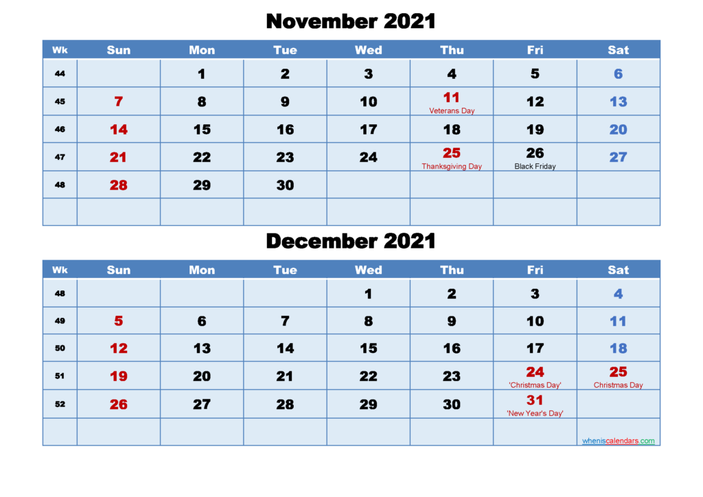 November And December 2024 Calendar