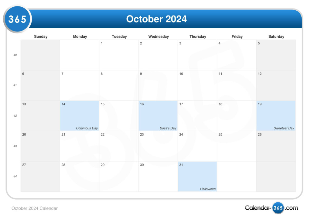 Calendar 2024 October