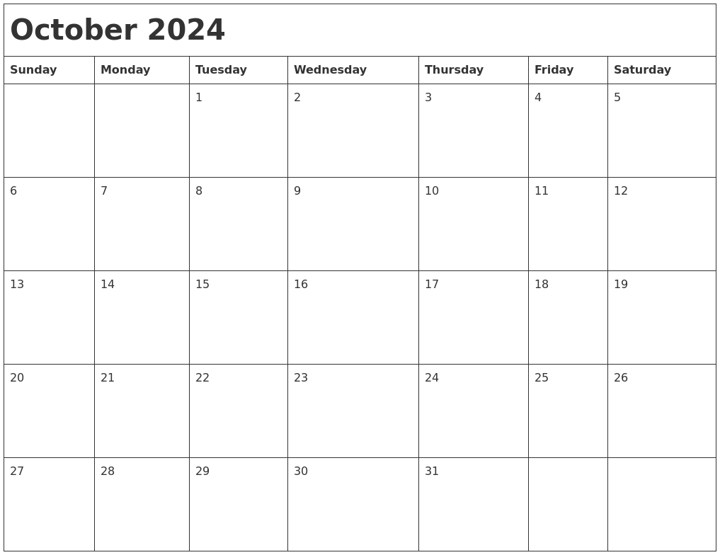 Calendar October 2024