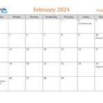 February 2024 Calendar With Holidays