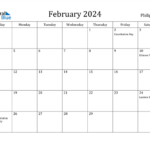 February 2024 Calendar With Holidays Printable