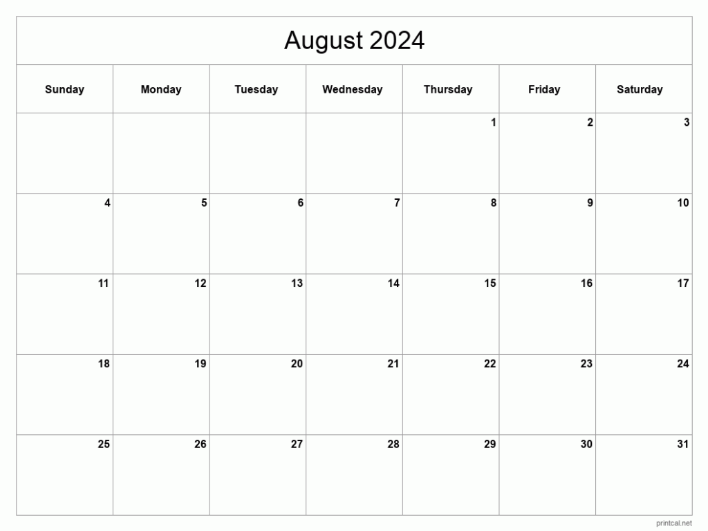 Printable Calendar August 2024