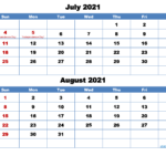 July And August Calendar 2024