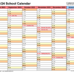 2024 And 2023 School Calendar Template