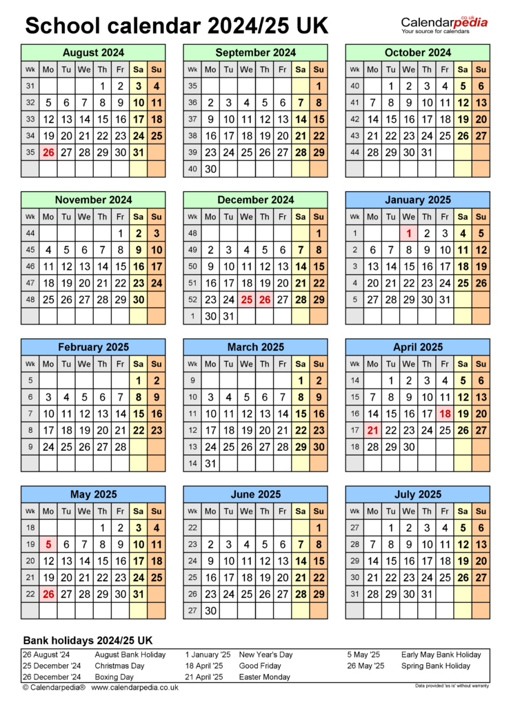 School Calendar 2024-25