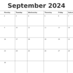 Calendar For September 2024