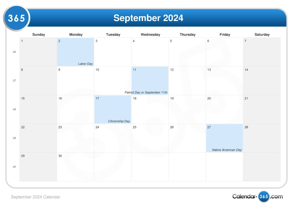 Calendar For September 2024