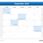 Calendar For September 2024