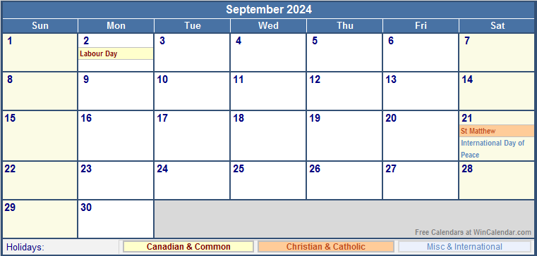 September 2024 Calendar With Holidays