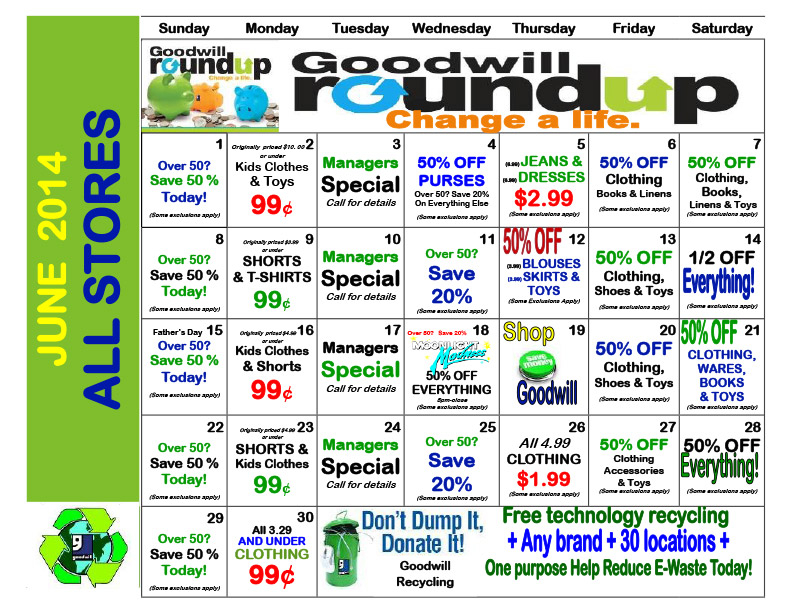 Goodwill Sales Calendar Indiana 2024